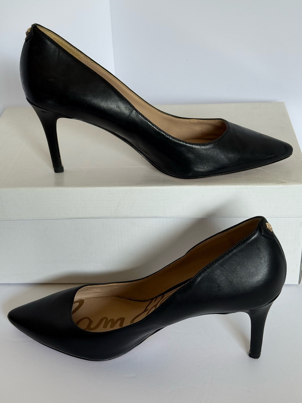 Sam Edelman Black Leather Pointed Toe Pumps Heels Size 8.5